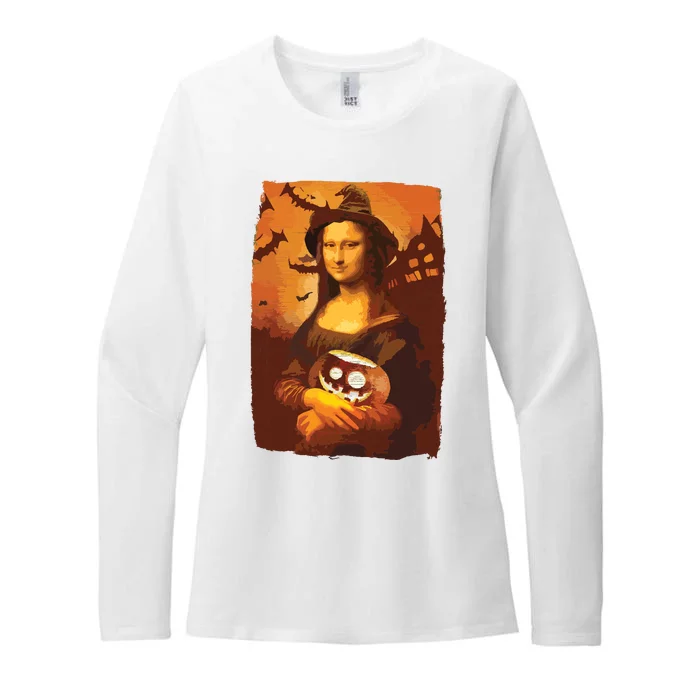 Mona Lisa With Pumpkin Halloween For Art Teacher Mona Lisa Womens CVC Long Sleeve Shirt