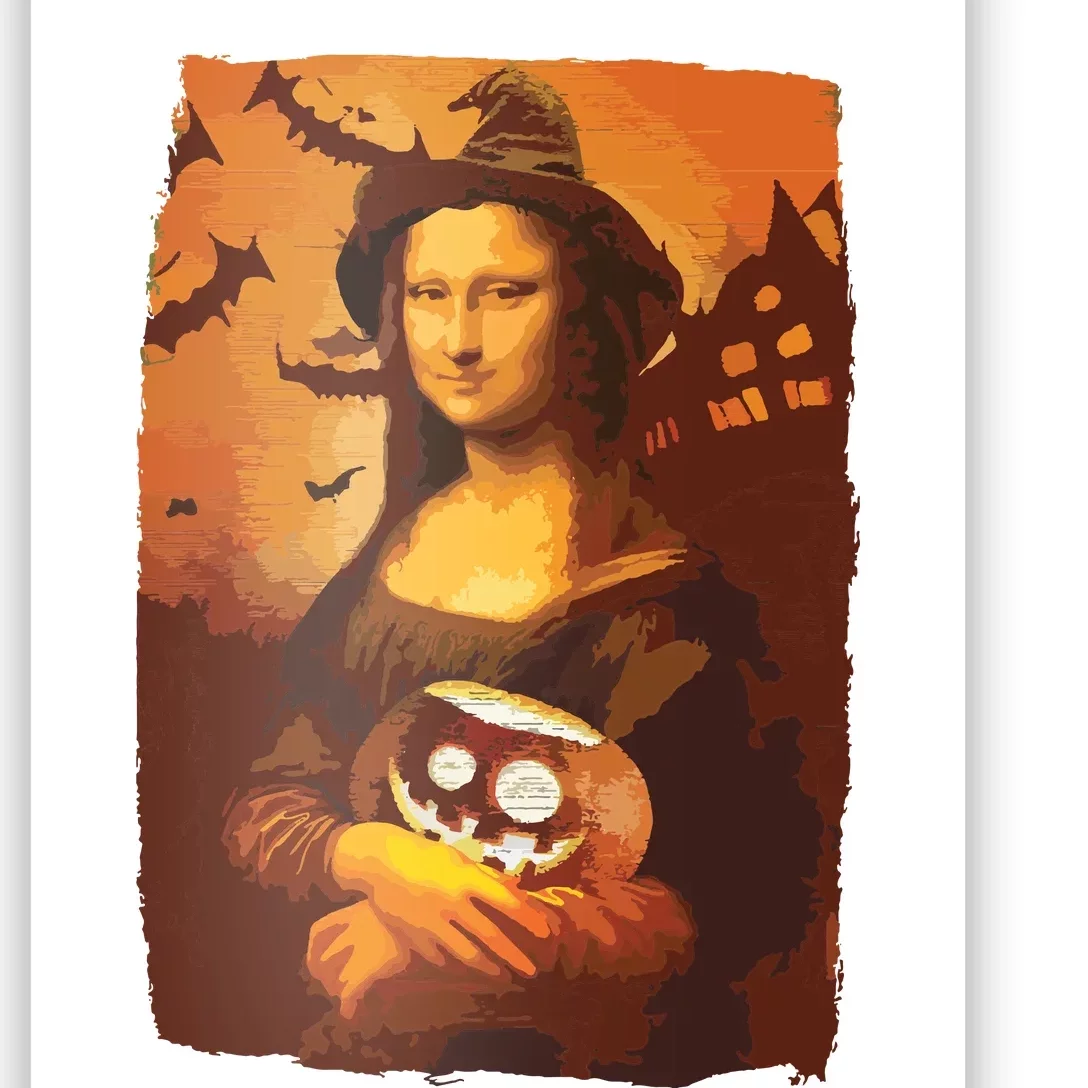 Mona Lisa With Pumpkin Halloween For Art Teacher Mona Lisa Poster