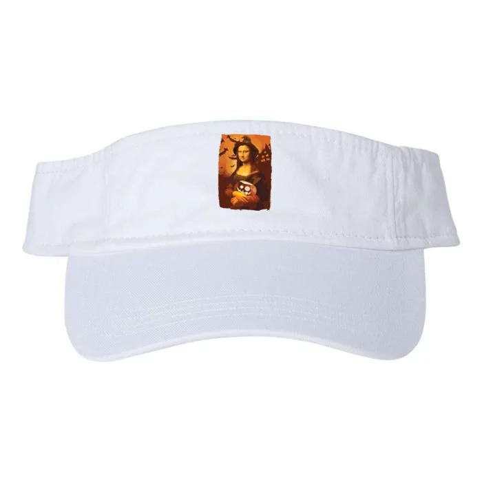 Mona Lisa With Pumpkin Halloween For Art Teacher Mona Lisa Valucap Bio-Washed Visor