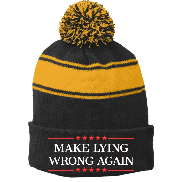 Make Lying Wrong Again Cute Gift Stripe Pom Pom Beanie