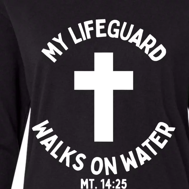 My Lifeguard Walks On Water Jesus Christ Christian Faith Womens Cotton Relaxed Long Sleeve T-Shirt