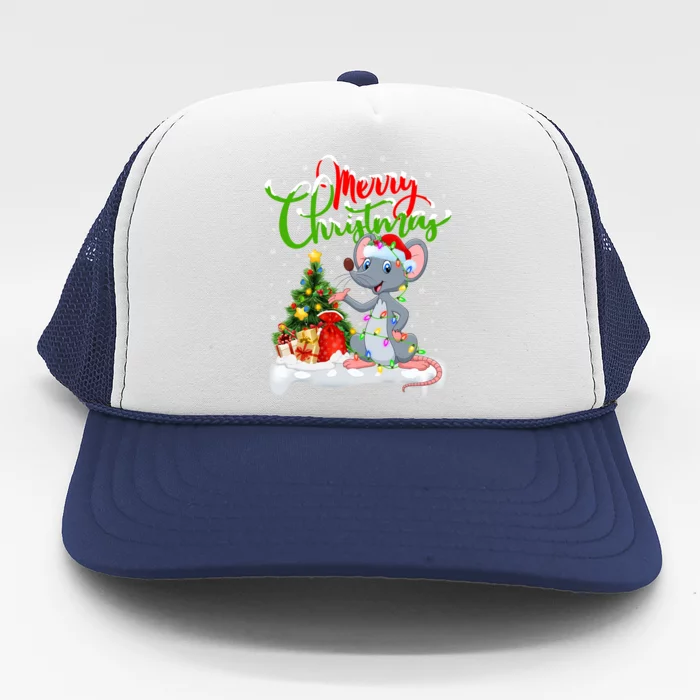 Mouse Lover Xmas Decorations Santa Mouse Christmas Gift Trucker Hat