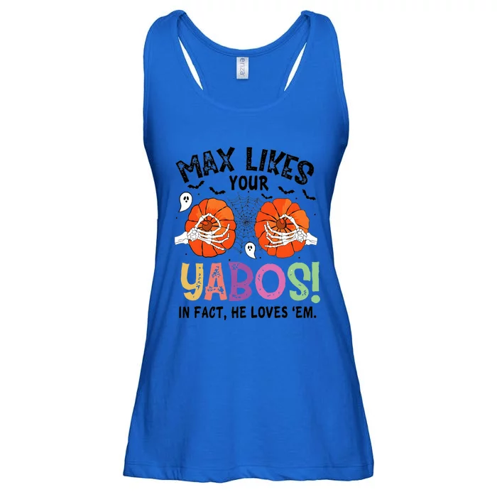 Max Likes Your Yabos In Fact He Loves Em Halloween Funny Boobs Ladies Essential Flowy Tank