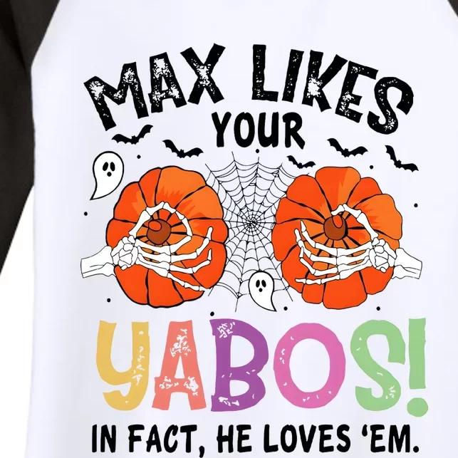 Max Likes Your Yabos In Fact He Loves Em Halloween Funny Boobs Women's Tri-Blend 3/4-Sleeve Raglan Shirt