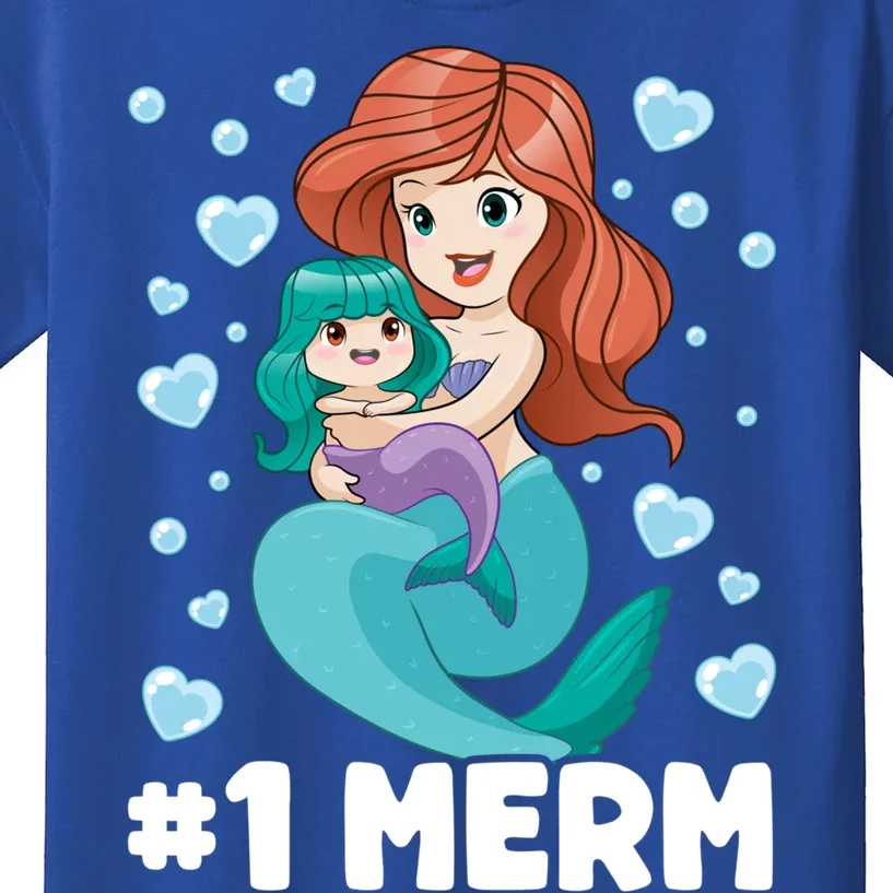 Mermaid Mom #1 Merm Best Mom In The World Mermaid Mama Great Gift Kids T-Shirt