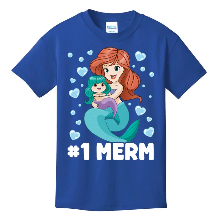 Mermaid Mom #1 Merm Best Mom In The World Mermaid Mama Great Gift Kids T-Shirt