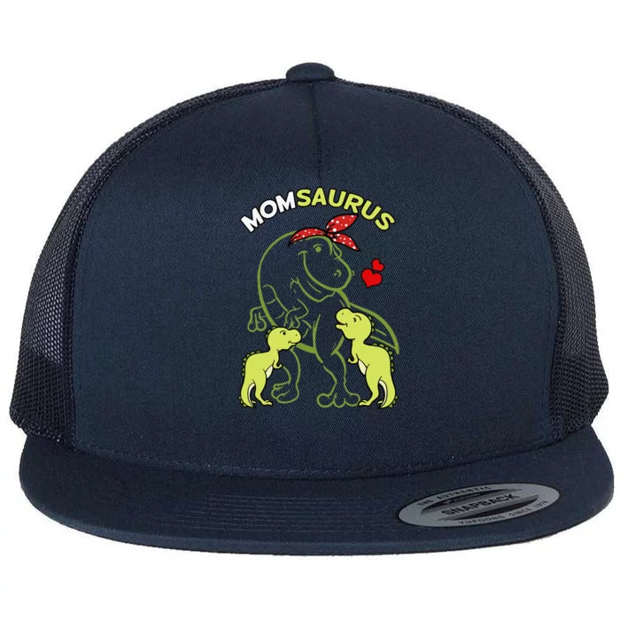 Momsaurus Mom 2 Dinosaur Mommy Mother's Day Flat Bill Trucker Hat