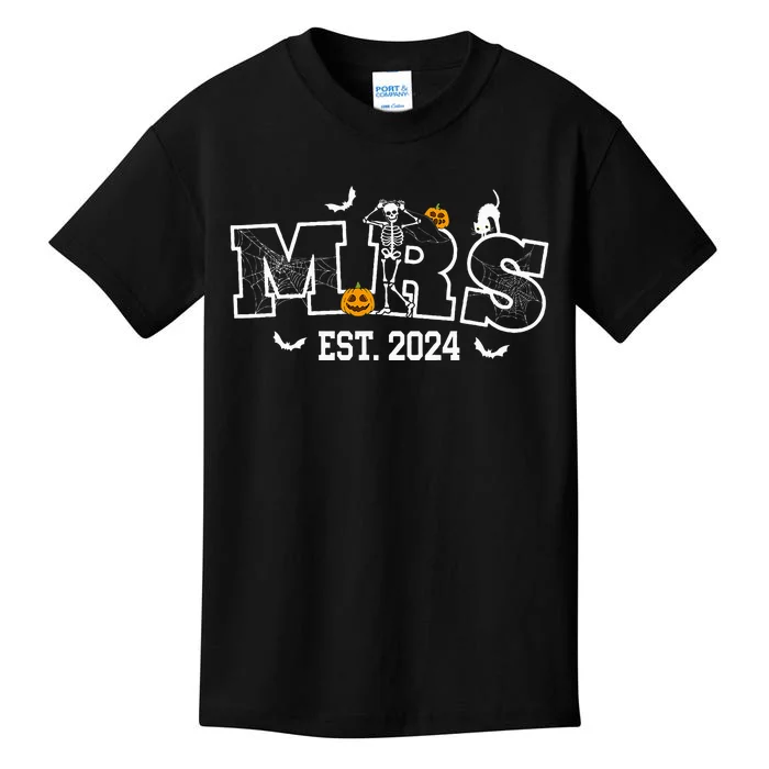 Mrs Mr 2024 Skeleton Couples Matching Wedding Halloween Kids T-Shirt