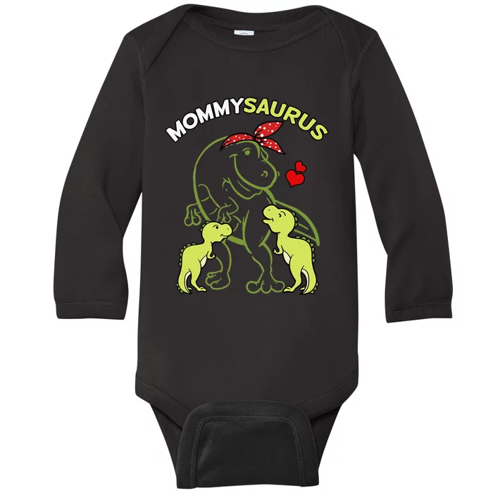 Mommysaurus Mommy 2  Dinosaur Mom Mother's Day Baby Long Sleeve Bodysuit