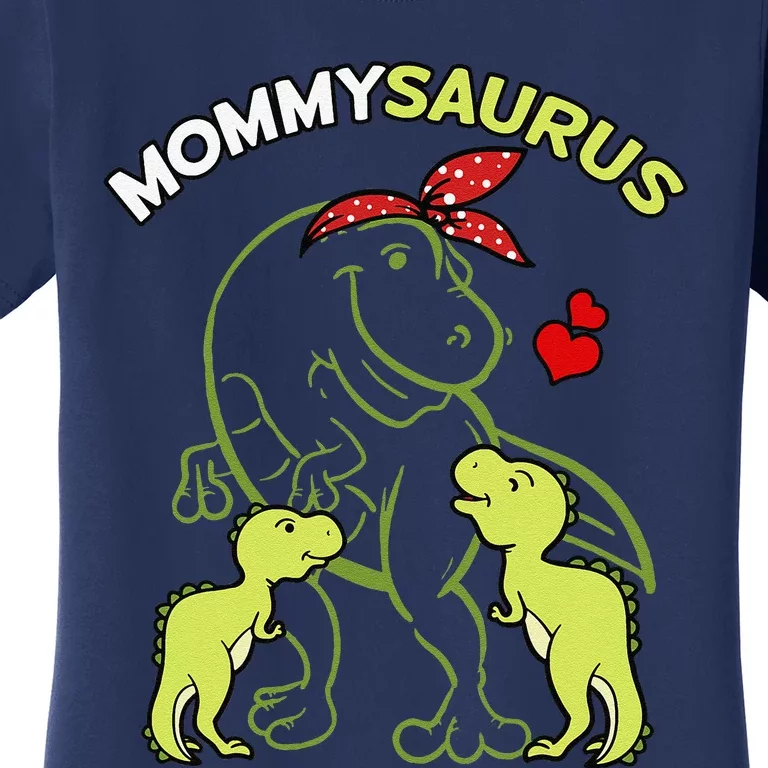 Mommysaurus Mommy 2 Child Dinosaur Mom Mothers Day Women's T-Shirt