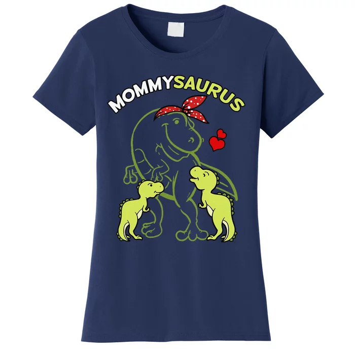 Mommysaurus Mommy 2 Child Dinosaur Mom Mothers Day Women's T-Shirt