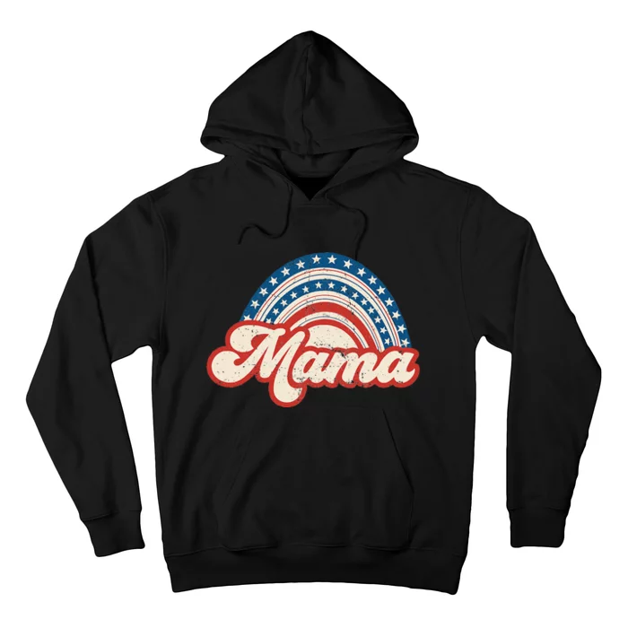 Mama Mini 4th Of July USA Flag Rainbow Mom Daughter Matching Hoodie