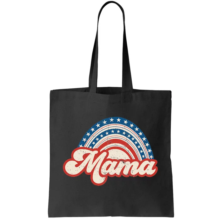 Mama Mini 4th of July USA Flag Rainbow Mom Daughter Matching Tote Bag