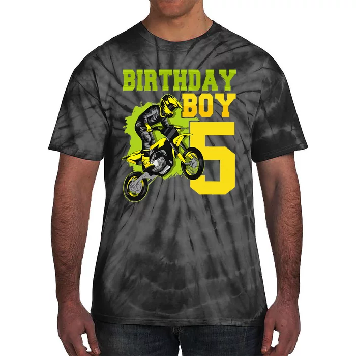 Motocross MX 5th Gift 5 Year Old Dirt Bike Birthday Party Tie-Dye T-Shirt