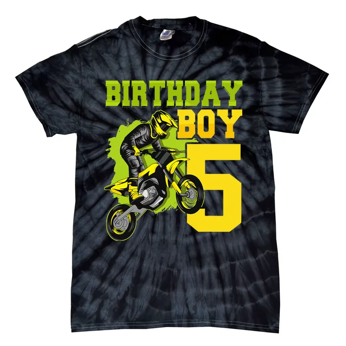 Motocross MX 5th Gift 5 Year Old Dirt Bike Birthday Party Tie-Dye T-Shirt