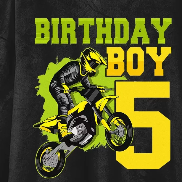 Motocross MX 5thGift 5 Year Old Dirt Bike Birthday Party Hooded Wearable Blanket