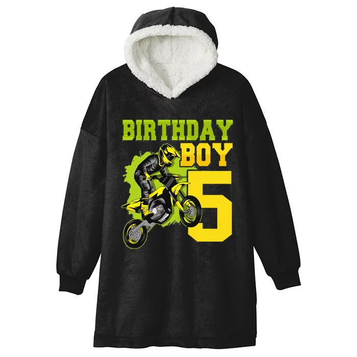 Motocross MX 5thGift 5 Year Old Dirt Bike Birthday Party Hooded Wearable Blanket