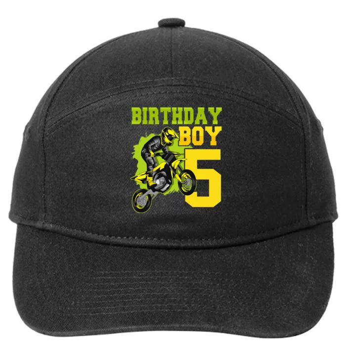 Motocross MX 5thGift 5 Year Old Dirt Bike Birthday Party 7-Panel Snapback Hat