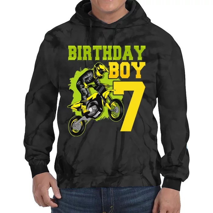 Motocross MX 7th Gift 7 Year Old Dirt Bike Birthday Party Tie Dye Hoodie