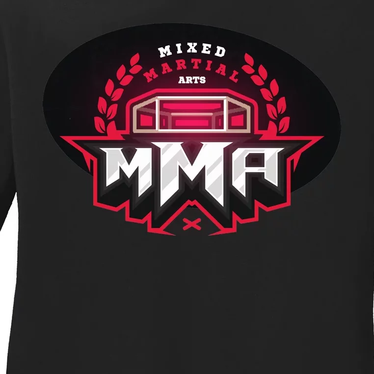 MMA - Mix Martial Arts Logo Ladies Long Sleeve Shirt