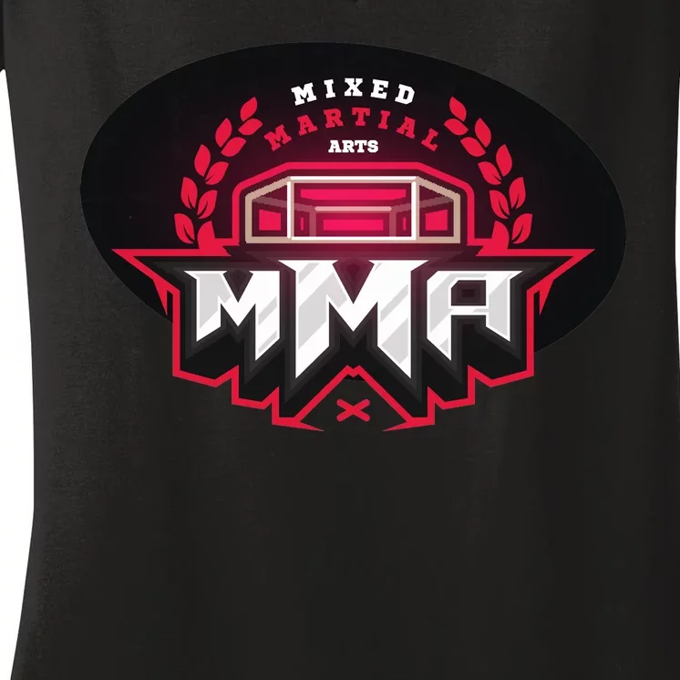 MMA - Mix Martial Arts Logo Women's V-Neck T-Shirt