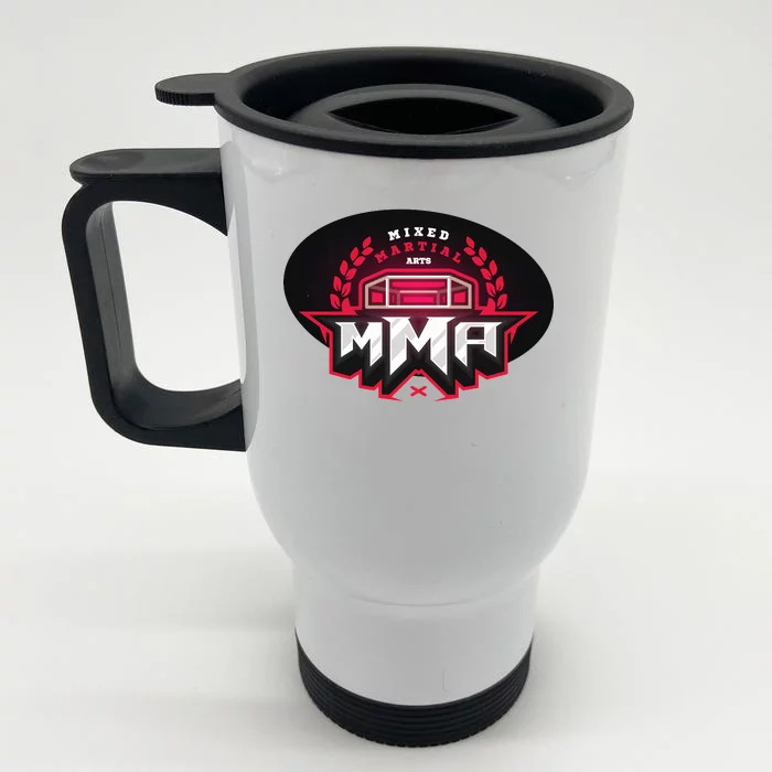 MMA - Mix Martial Arts Logo Front & Back Stainless Steel Travel Mug