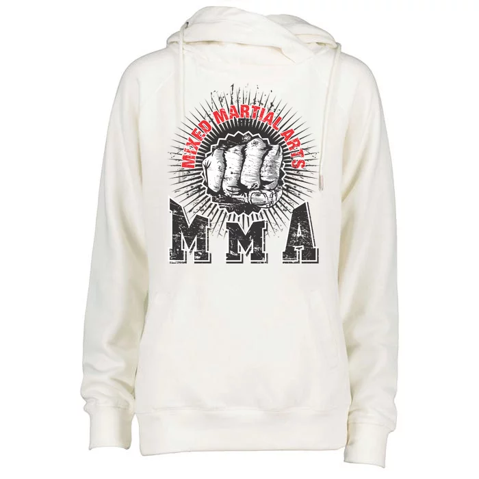 MMA Retro Punch Womens Funnel Neck Pullover Hood