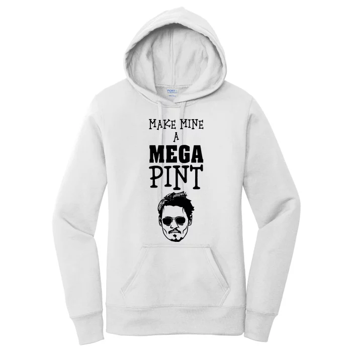 Make Mine A Mega Pint Funny Johnny Depp Women's Pullover Hoodie