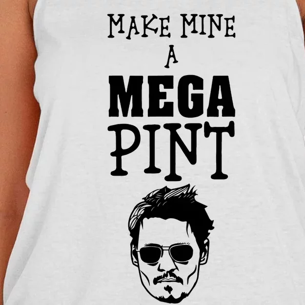 Make Mine A Mega Pint Funny Johnny Depp Women's Knotted Racerback Tank