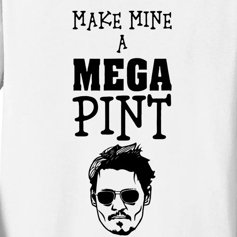 Make Mine A Mega Pint Funny Johnny Depp Kids Long Sleeve Shirt