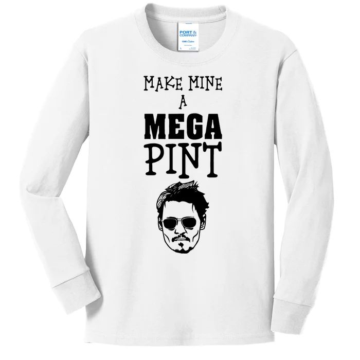 Make Mine A Mega Pint Funny Johnny Depp Kids Long Sleeve Shirt