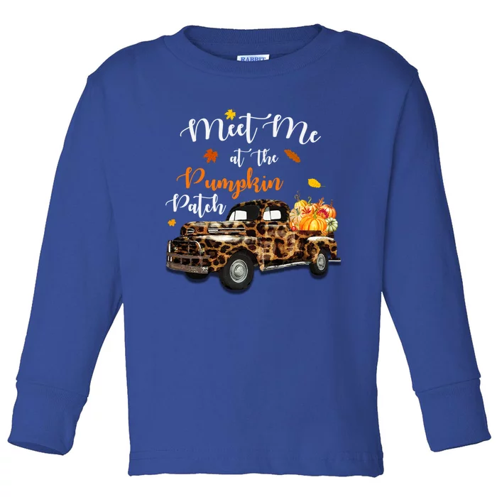 Meet Me At The Pumpkins Patch Leopard Halloween Thanksgiving Gift Toddler Long Sleeve Shirt