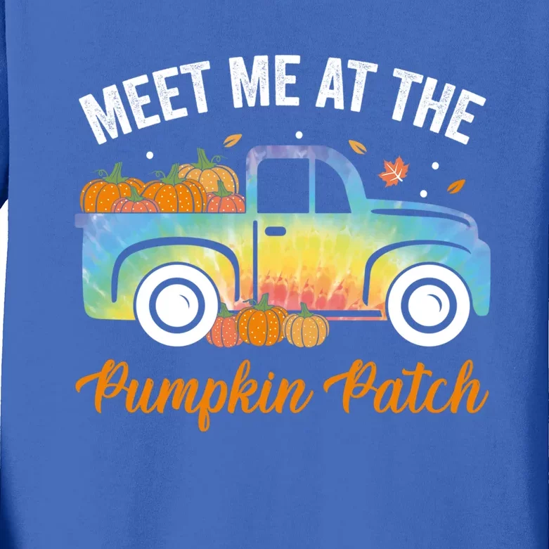 Meet Me At The Pumpkin Patch Tie Dye Truck Pickup Fall Great Gift Kids Long Sleeve Shirt