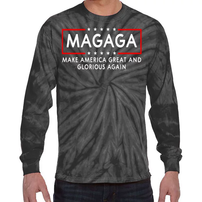 Magaga Make America Great And Glorious Again Trump 2024 Tie-Dye Long Sleeve Shirt