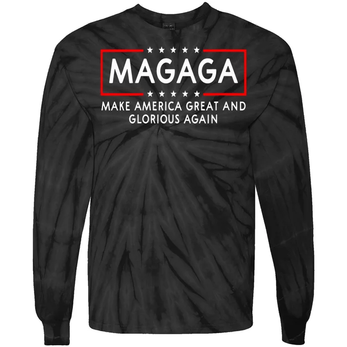 Magaga Make America Great And Glorious Again Trump 2024 Tie-Dye Long Sleeve Shirt