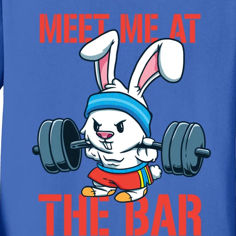 Meet Me At The Bar Rabbit Fitness Bunny Shoulder Shrug Gym Gift Kids Long Sleeve Shirt