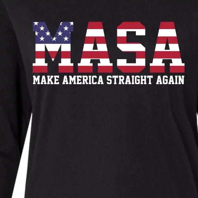 MASA Make America Straight Again USA Flag Womens Cotton Relaxed Long Sleeve T-Shirt