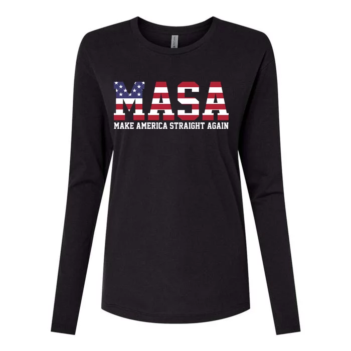 MASA Make America Straight Again USA Flag Womens Cotton Relaxed Long Sleeve T-Shirt