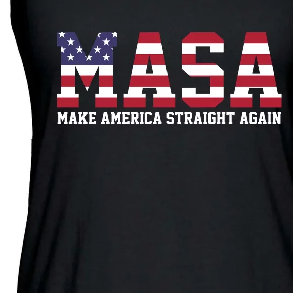 MASA Make America Straight Again USA Flag Ladies Essential Flowy Tank