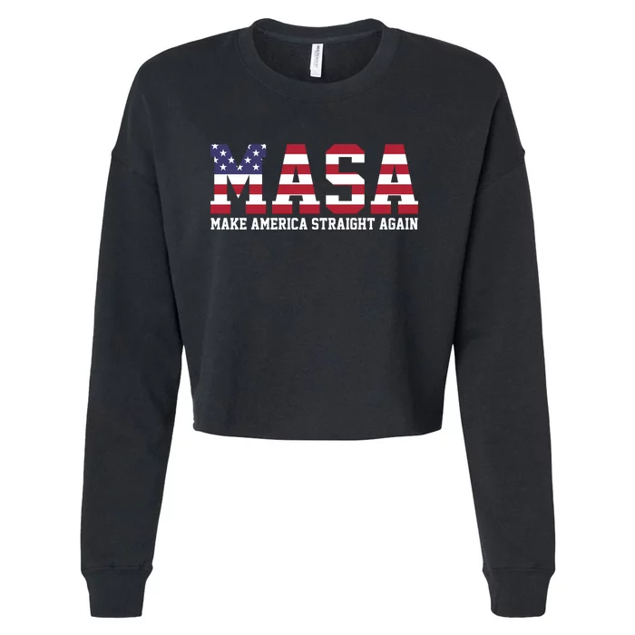 MASA Make America Straight Again USA Flag Cropped Pullover Crew