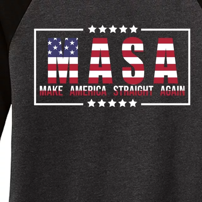 MASA Make America Straight Again Women's Tri-Blend 3/4-Sleeve Raglan Shirt