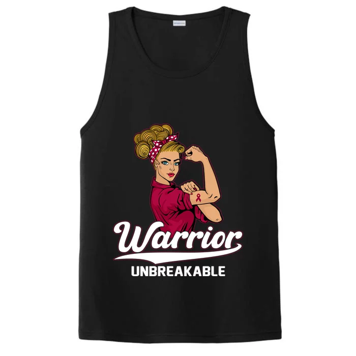 Multiple Myeloma Awareness Warrior Unbreakable Girls Gift Performance Tank