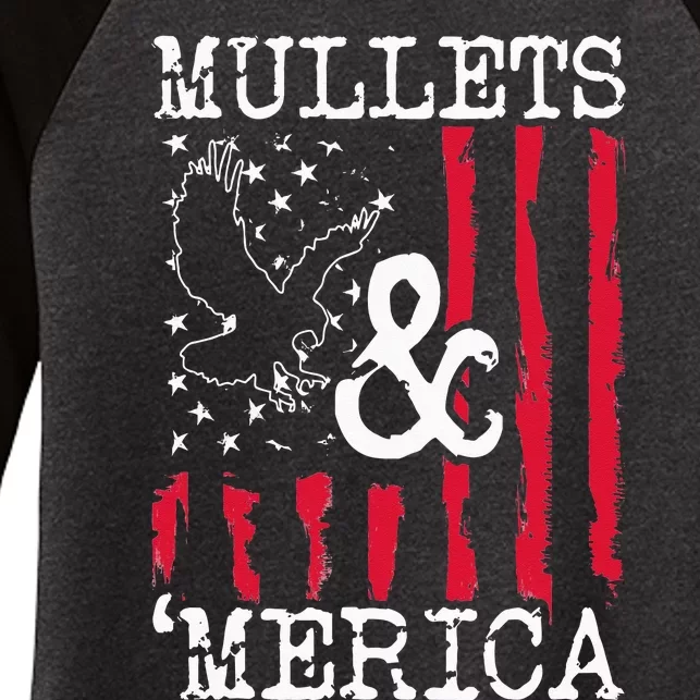 MULLET MULLETS AND MERICA MEN GIFT Women's Tri-Blend 3/4-Sleeve Raglan Shirt