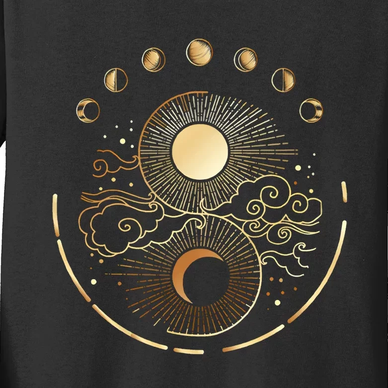 Mystic Moon And Sun Kids Long Sleeve Shirt