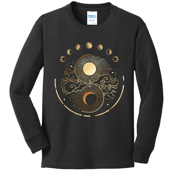 Mystic Moon And Sun Kids Long Sleeve Shirt