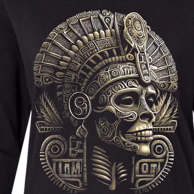 Mexican Mictlantecuhtli Aztec God Of Death Skull Womens Cotton Relaxed Long Sleeve T-Shirt