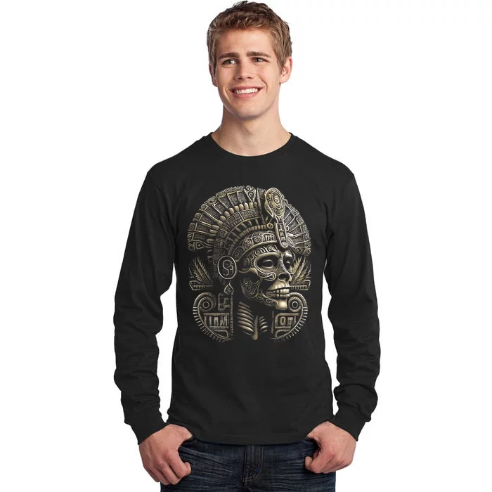 Mexican Mictlantecuhtli Aztec God Of Death Skull Tall Long Sleeve T-Shirt