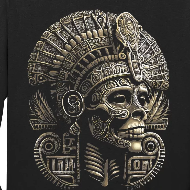 Mexican Mictlantecuhtli Aztec God Of Death Skull Tall Long Sleeve T-Shirt