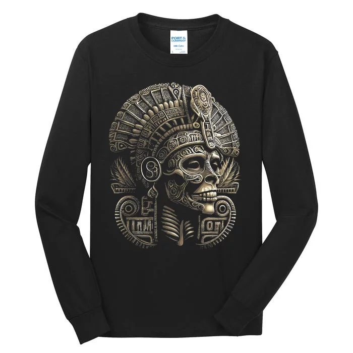 Mexican Mictlantecuhtli Aztec God Of Death Skull Tall Long Sleeve T-Shirt