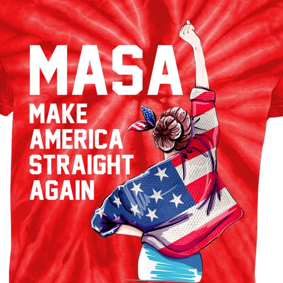 MASA Make America Straight Again Kids Tie-Dye T-Shirt